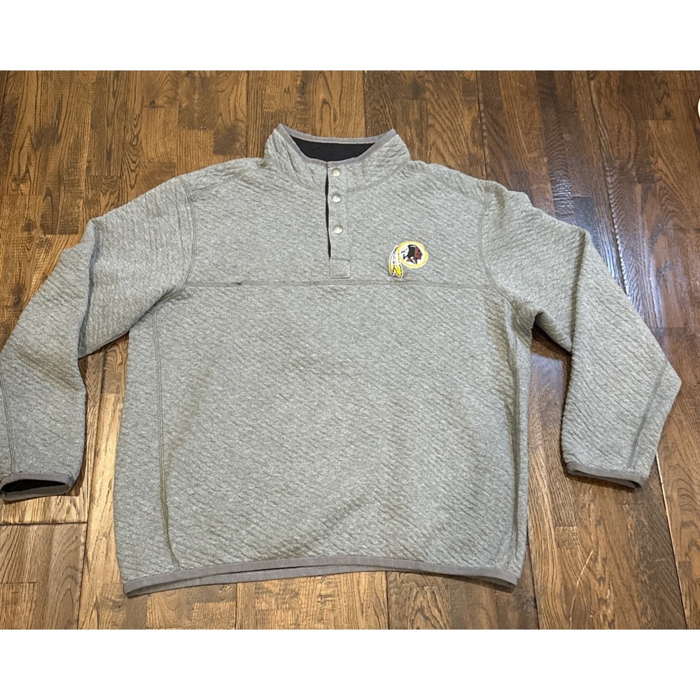 Tommy Bahama Washington Redskins Reversible Sweater Mens XL 1/4 Snap Gray NFL